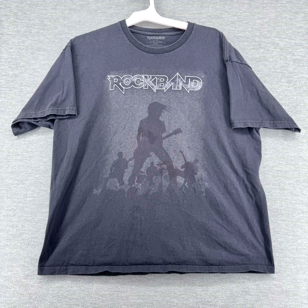 Vintage Rock Band T-Shirt Men XL Black Video Game Graphic Short Sleeve Cotton